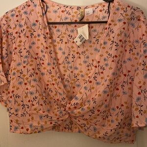 Floral plunge crop top